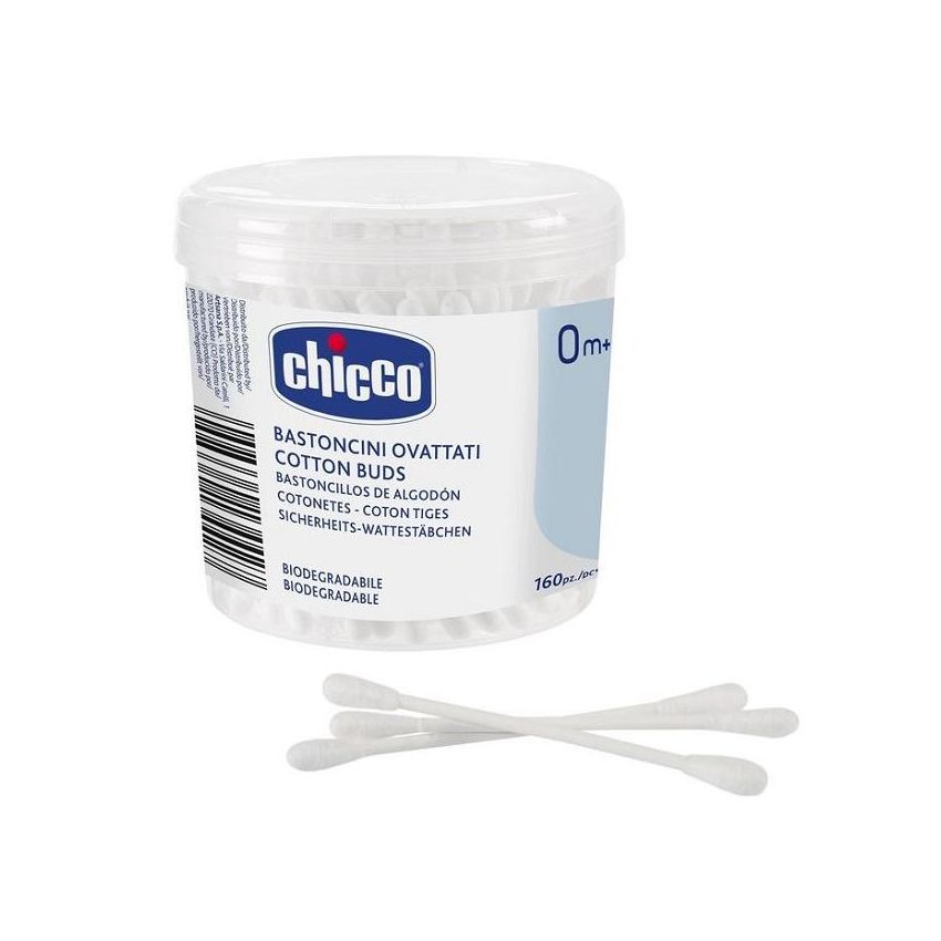 Chicco Cotton Swabs - 160 Pezzi per Neonati (0+ Mesi)