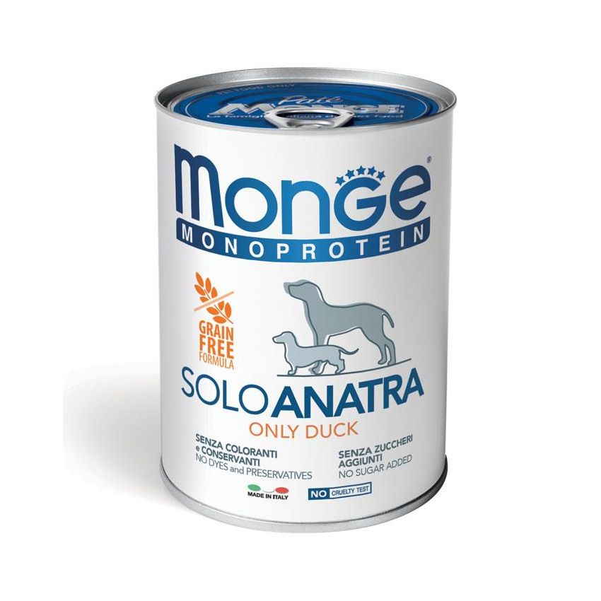 Monge Monoprotein Anatra - Cibo Umido Monoproteico per Cani Adulti - 400g