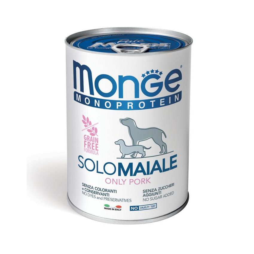 Monge Monoprotein 400g: Cibo Umido Monoproteico al Maiale per Cani Adulti