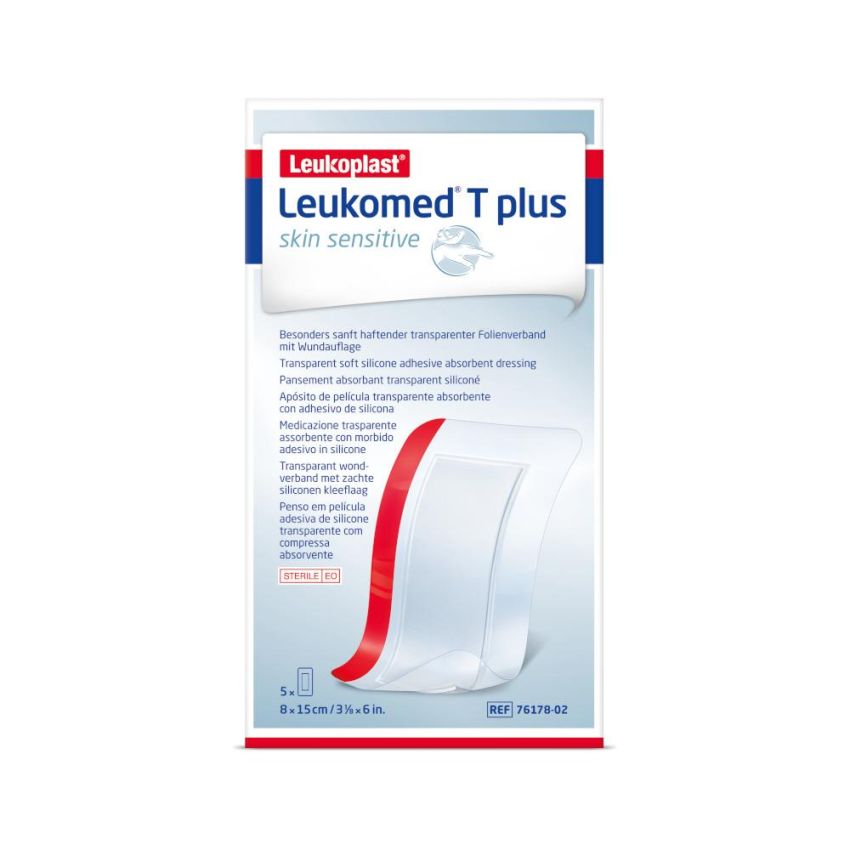 Leukomed T Plus - Medicazione Post-Operatoria 8x15cm, Confezione da 5 Pezzi