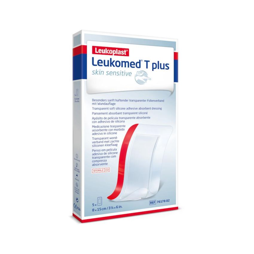 Leukomed T Plus - Medicazione Post-Operatoria 8x15cm, Confezione da 5 Pezzi
