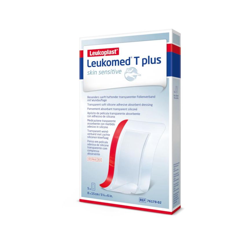 Leukomed T Plus - Medicazione Post-Operatoria 8x15cm, Confezione da 5 Pezzi
