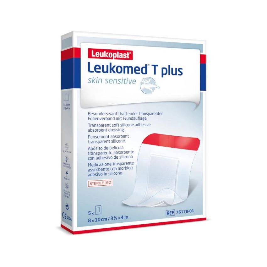 Leukomed T Plus - Medicazione Post-Operatoria 8x10 cm, Pacco da 5 Pezzi