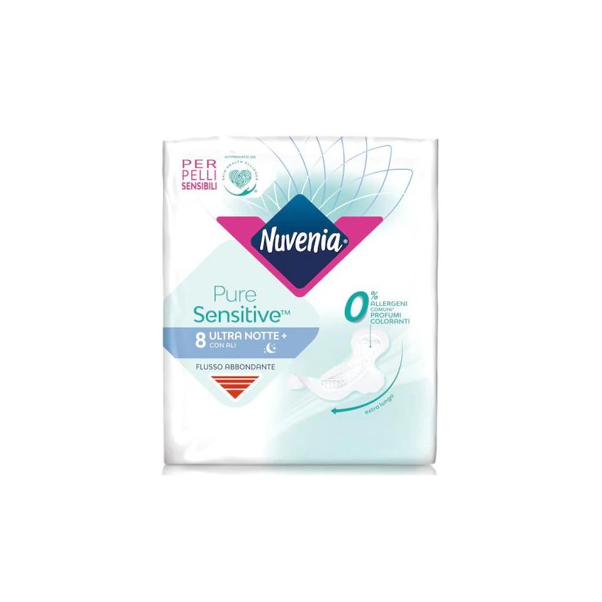 Nuvenia Pure Sensitive - Assorbenti Ultra Notte (Pacco da 8)