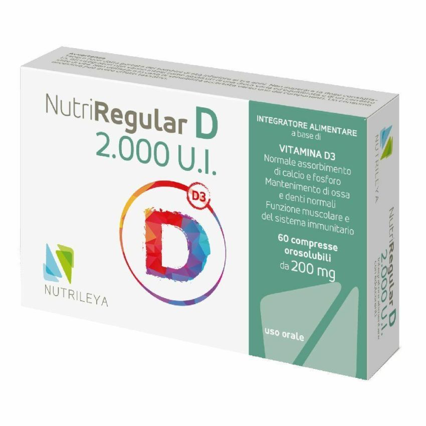 NutriRegular D 2000UI - Supplemento Vitamina D Vegano, 60 Compresse