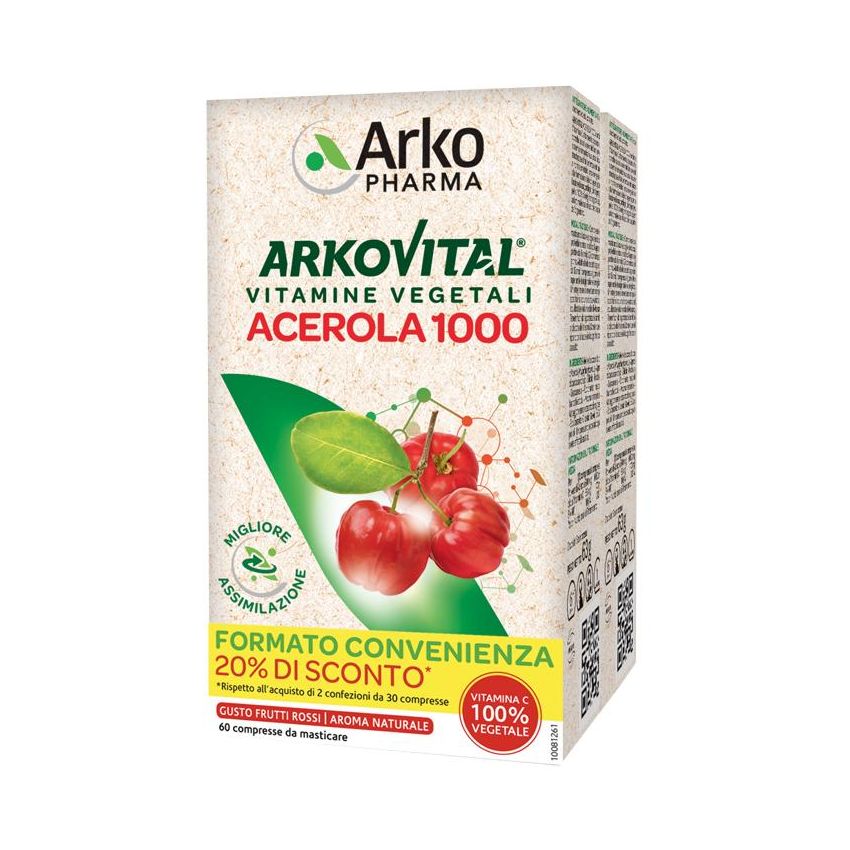 Arkopharma Acerola 1000 - Pacco Famiglia con 60 Compresse