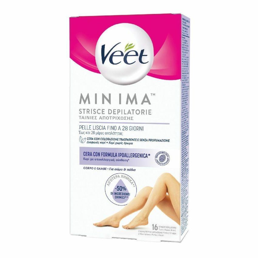 Veet Minima - 16 Strisce Depilatorie per il Corpo e Gambe