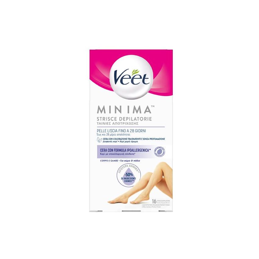 Veet Minima - 16 Strisce Depilatorie per il Corpo e Gambe