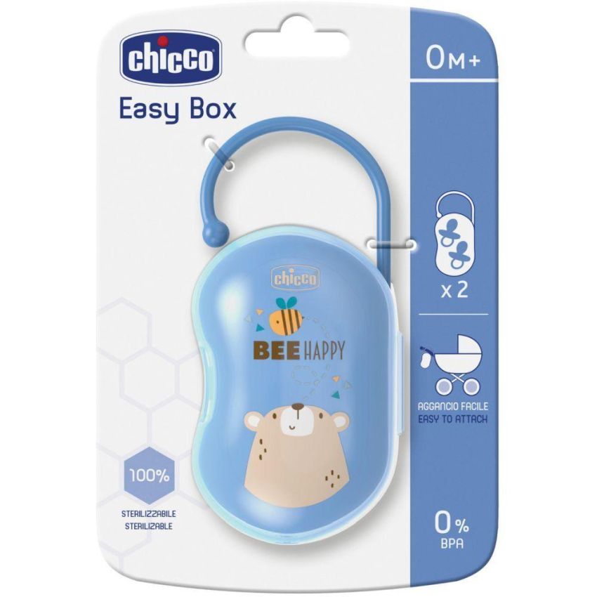 Chicco Porta Succhietto Azzurro per Bimbo, Capacità per Due Ciucci