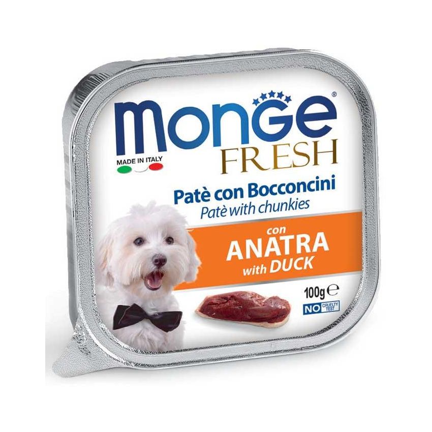 Monge Fresh Pate Umido per Cani Adulti con Bocconcini di Anatra 100g