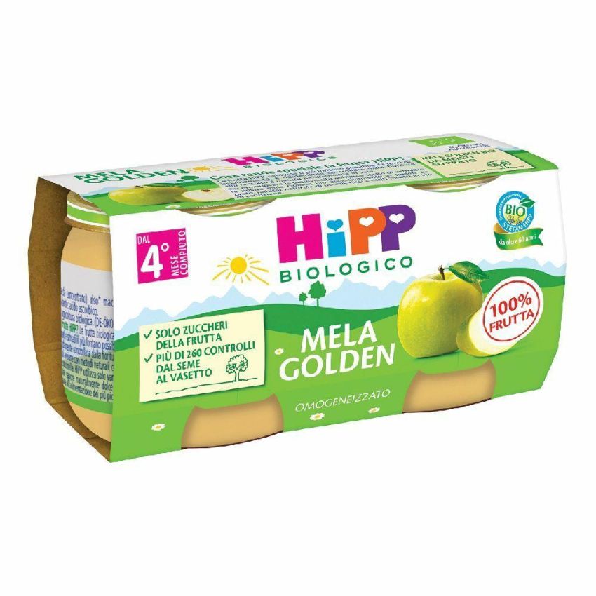 Hipp Omogeneizzato di Mela Golden per Bambini 4 Mesi+, 2x80g
