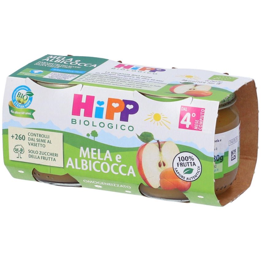 Hipp Omogeneizzato di Albicocca e Mela per Bambini, 2x80g
