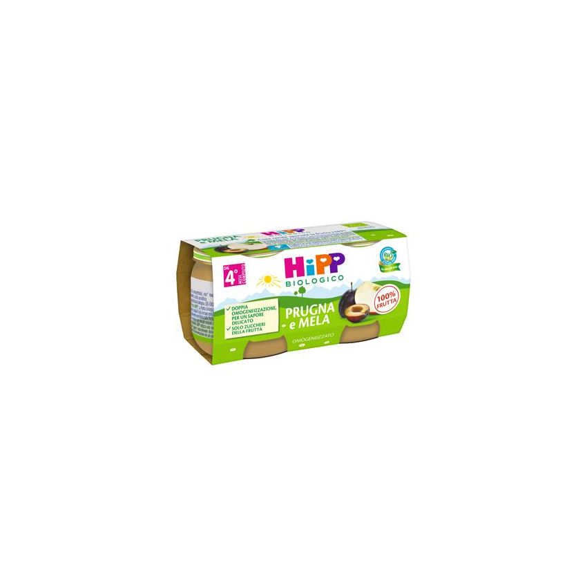 Hipp Omogeneizzato di Prugna e Mela per Bambini da 4 Mesi, 2 x 80g