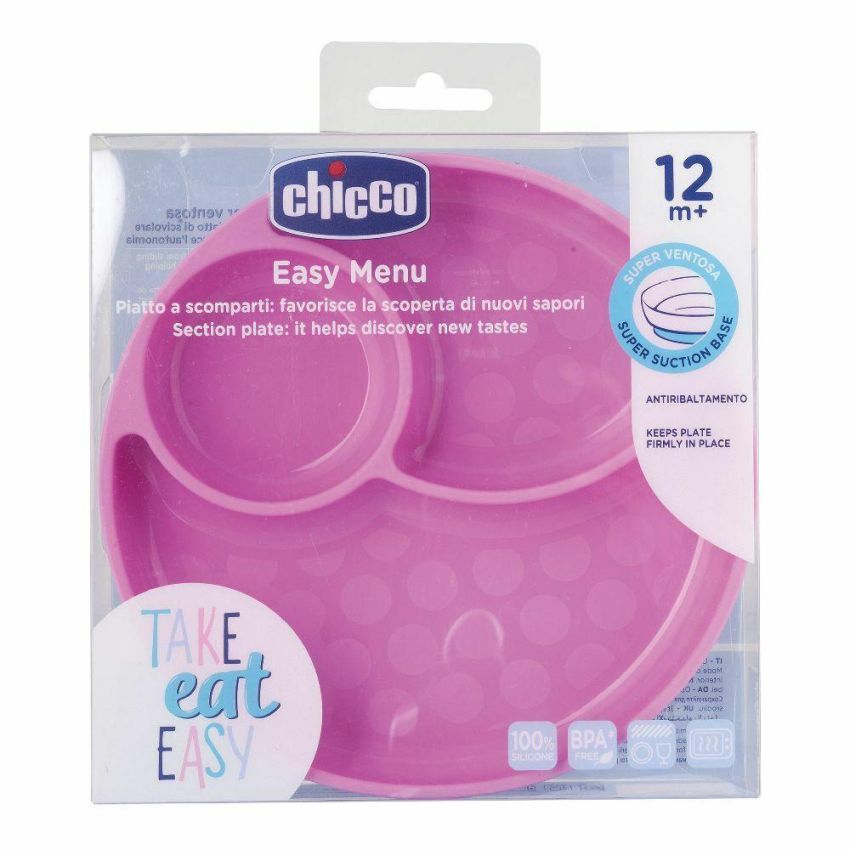 Chicco Piatto in Silicone Rosa con Ventosa, 1 Pezzo