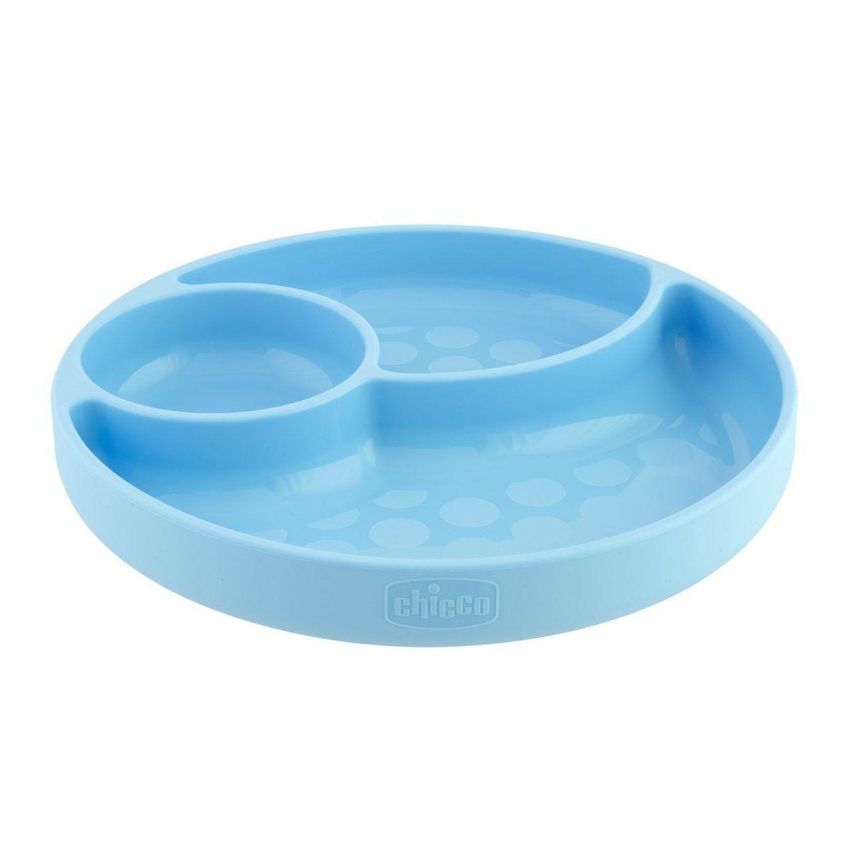 Chicco Piatto in Silicone con Ventosa, Blu