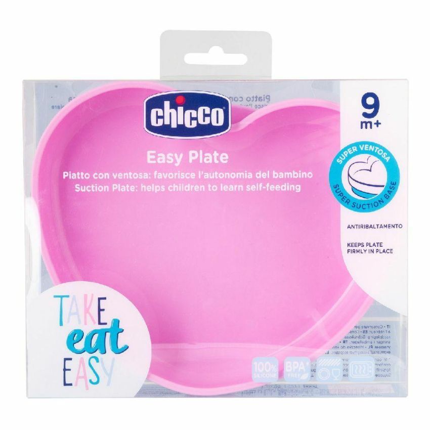 Chicco Rosa Piatto a Forma di Cuore in Silicone con Ventosa - 1 Pezzo