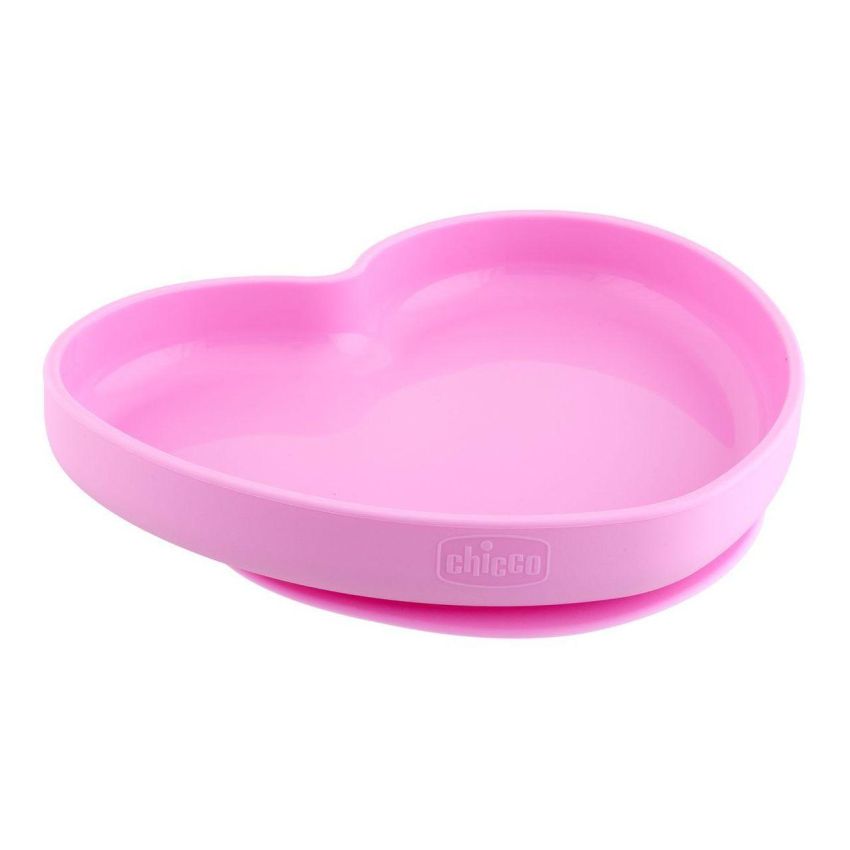 Chicco Rosa Piatto a Forma di Cuore in Silicone con Ventosa - 1 Pezzo