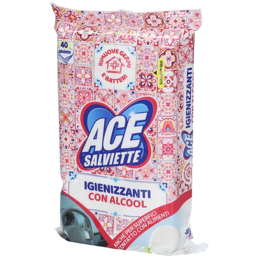 Ace Salviette Igienizzanti al 70% di Alcool - Confezione da 40 Pezzi