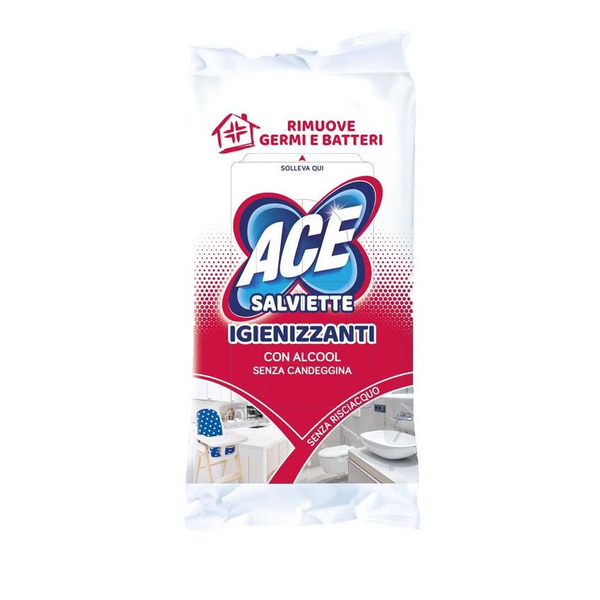 Ace Salviette Igienizzanti al 70% di Alcool - Confezione da 40 Pezzi