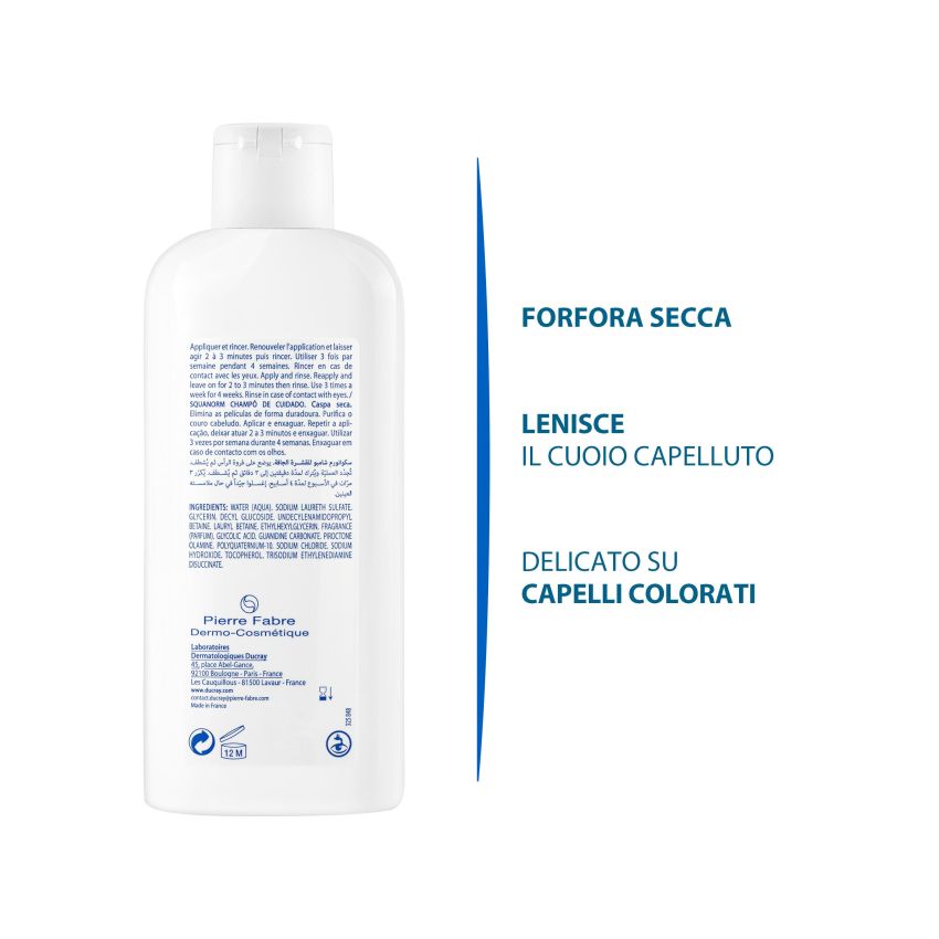 Ducray Squanorm Shampoo Antiforfora per Capelli Secchi - 200ml