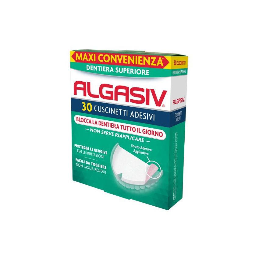 Algasiv Cuscinetti Adesivi per Dentiera Superiore - Pacchetto da 30 Pezzi