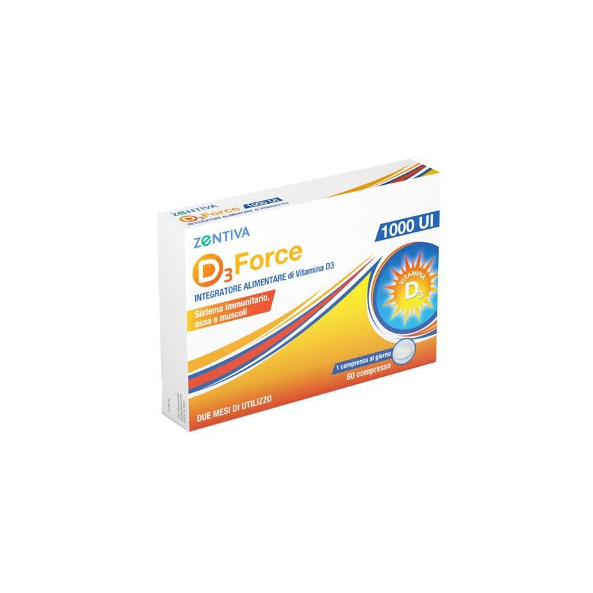 Zentiva D3 Force 1000UI - Integratore di Vitamina D3 - 60 Compresse
