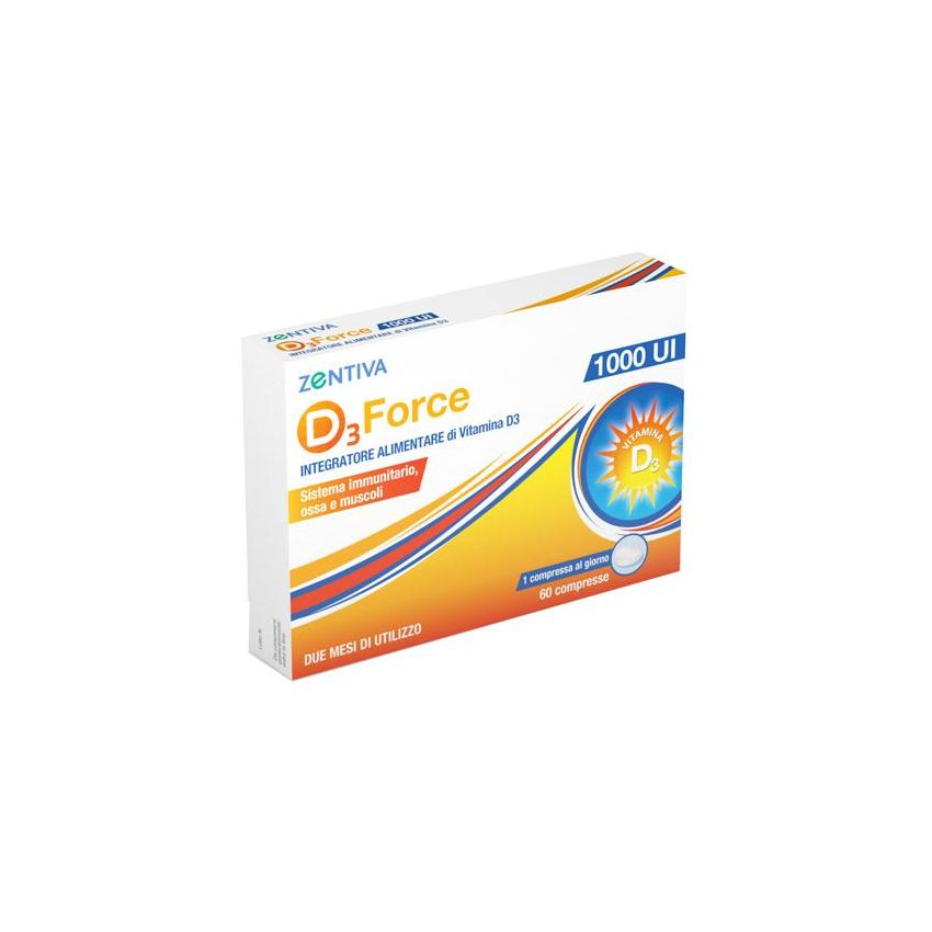 Zentiva D3 Force 1000UI - Integratore di Vitamina D3 - 60 Compresse