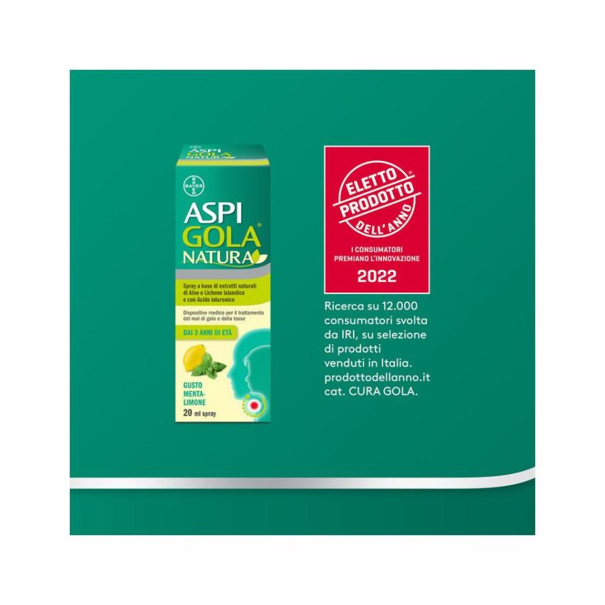 AspiGola Natura Spray 20ml - Tos e Dolore di Garganta