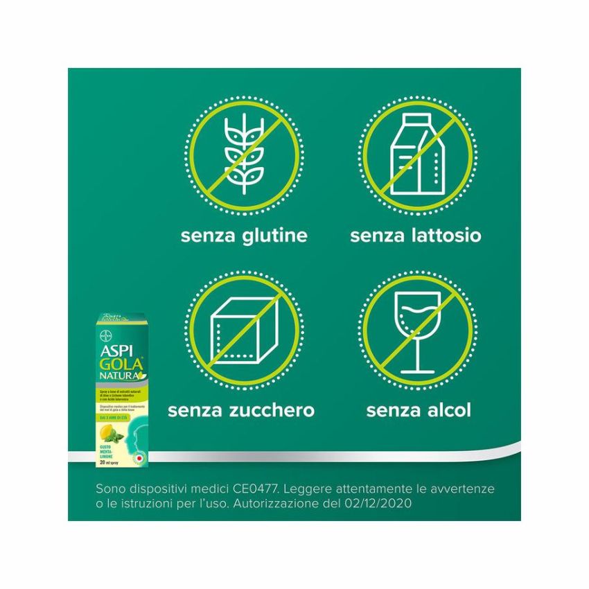AspiGola Natura Spray 20ml - Tos e Dolore di Garganta