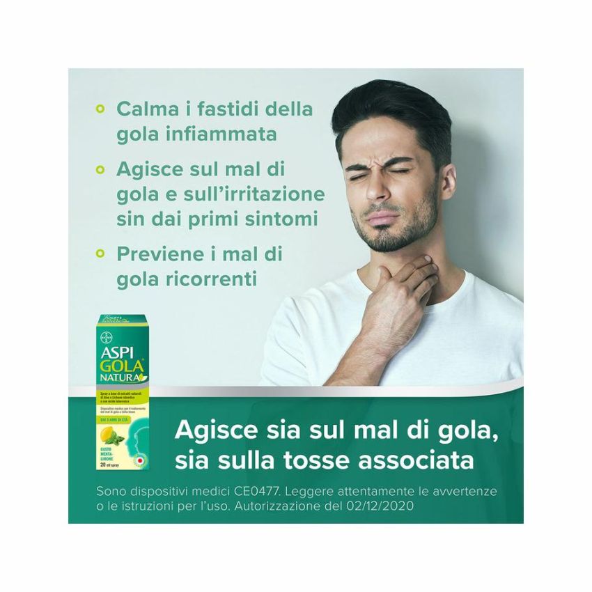 AspiGola Natura Spray 20ml - Tos e Dolore di Garganta