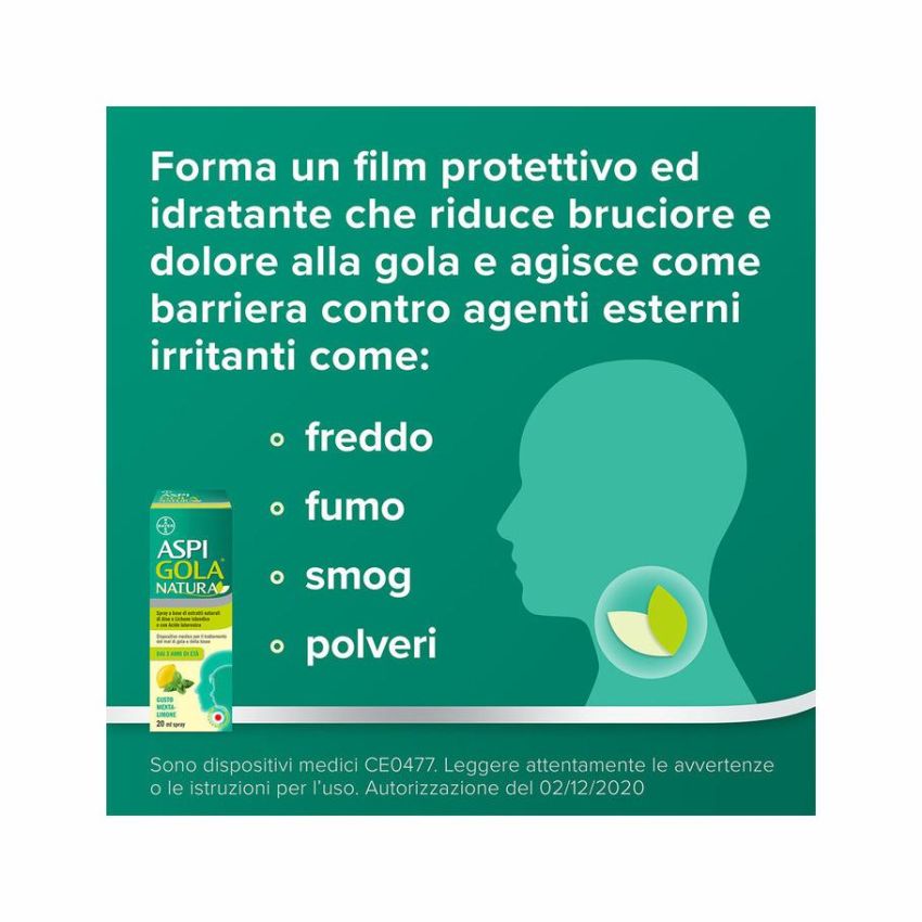 AspiGola Natura Spray 20ml - Tos e Dolore di Garganta
