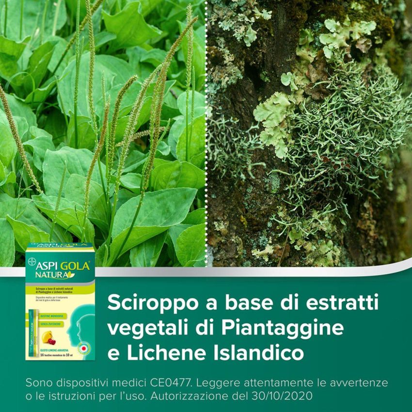 AspiGola Natura - Sciroppo Limone Amarena 16 Bustine da 10ml