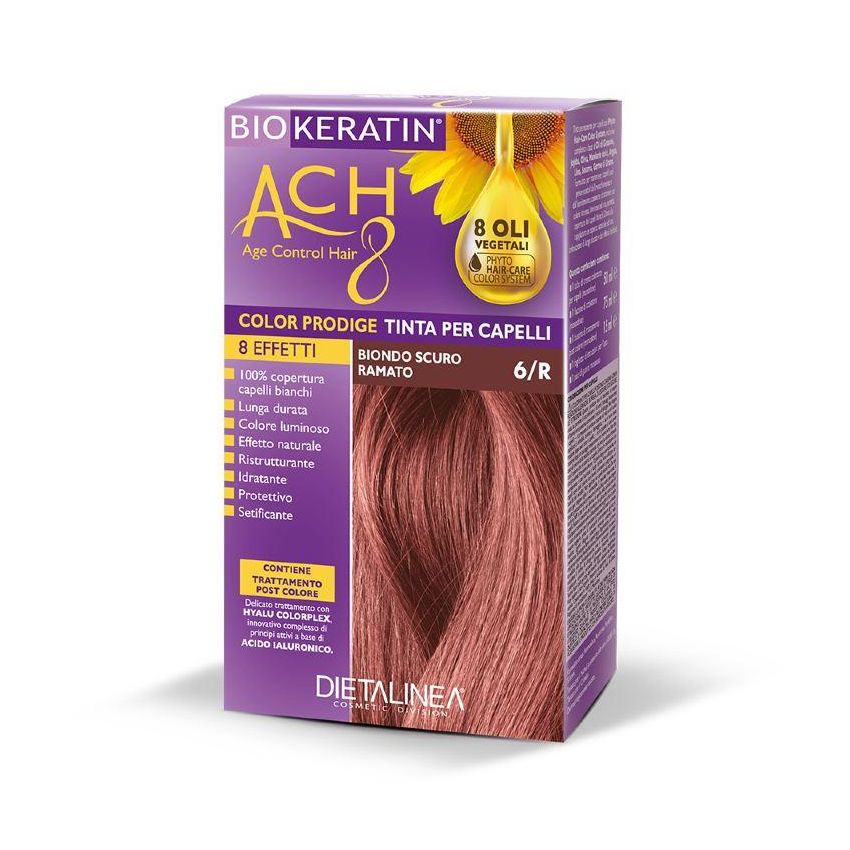Kit Tintura Capelli Biokeratin ACH 8 in 6/R Biondo Scuro Ramato