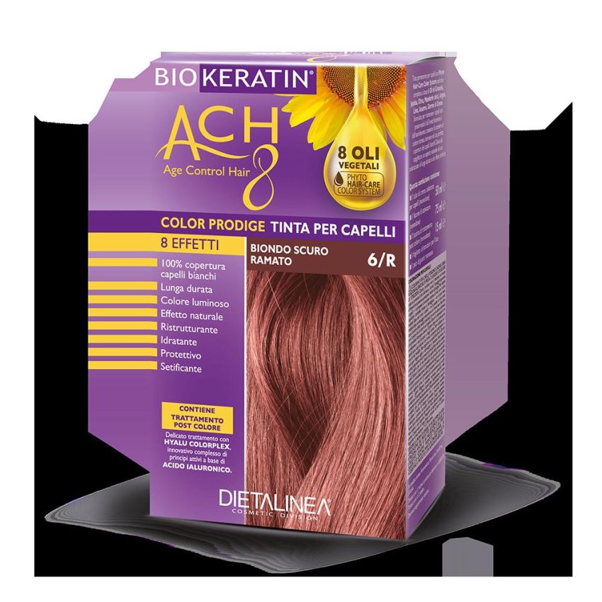 Kit Tintura Capelli Biokeratin ACH 8 in 6/R Biondo Scuro Ramato