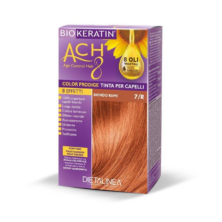 Kit Tinta Capelli 7/R Biondo Rame con Biokeratina ACH 8