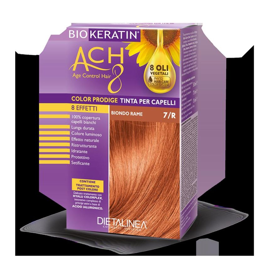 Kit Tinta Capelli 7/R Biondo Rame con Biokeratina ACH 8