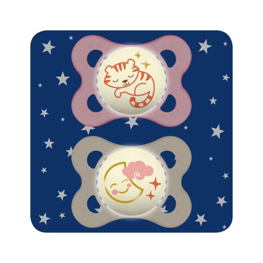 Succhietto Notturno Mam Original in Silicone per Femmina 2-6 Mesi, Confezione da 2 Pezzi