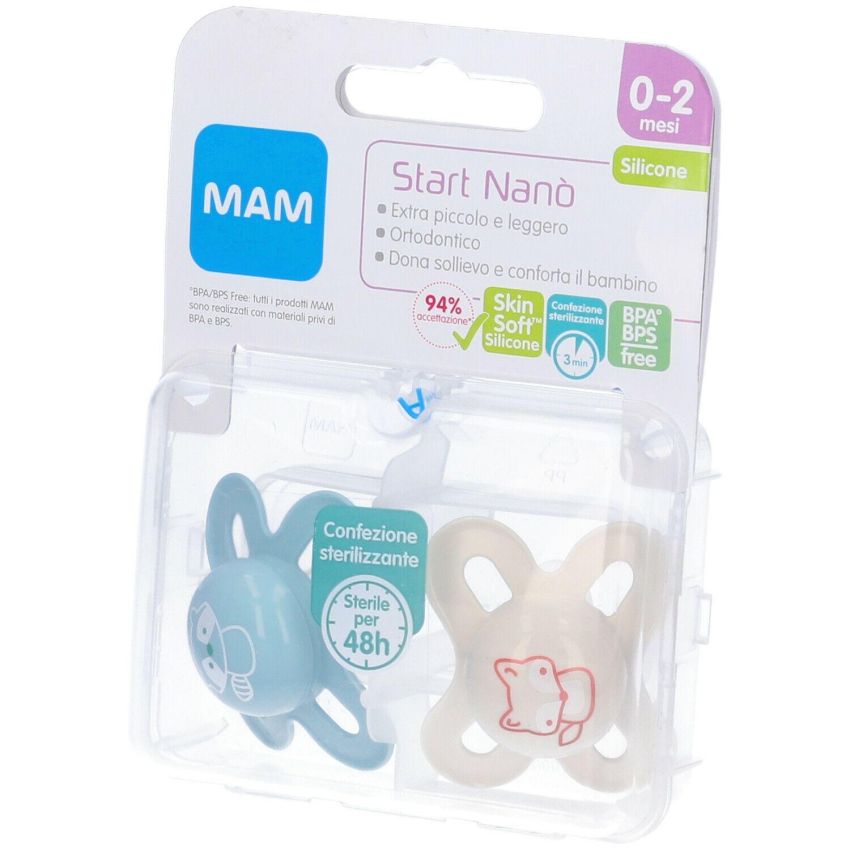 Mam Start Nano - Set di 2 Succhietti in Silicone per Maschio, 0-2 Mesi
