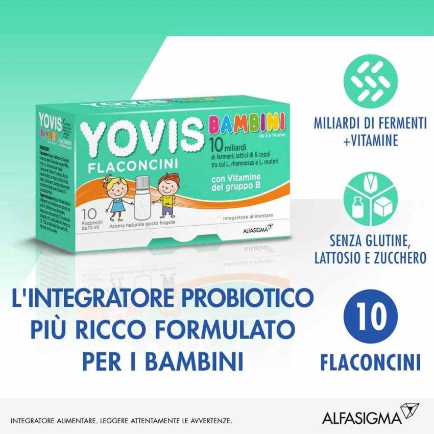 Yovis Bambini - Integratore Probiotico alla Fragola 10ml - Confezione da 10 Pezzi
