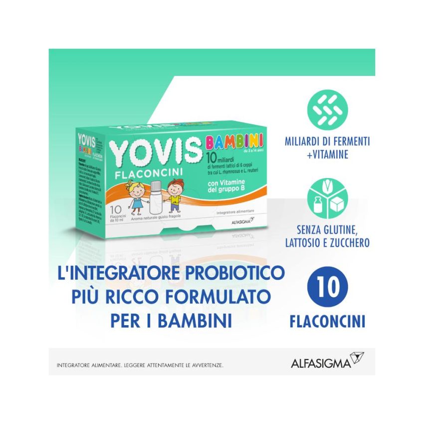 Yovis Bambini - Integratore Probiotico alla Fragola 10ml - Confezione da 10 Pezzi
