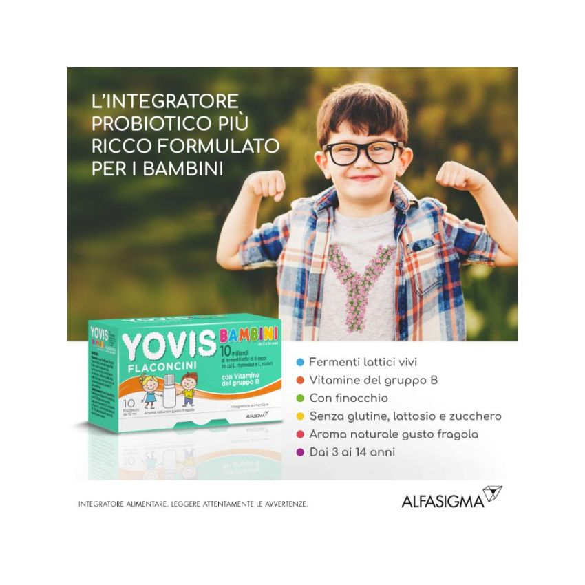 Yovis Bambini - Integratore Probiotico alla Fragola 10ml - Confezione da 10 Pezzi