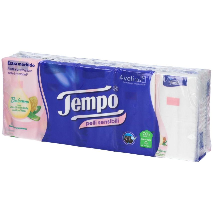 Tempo - Fazzolettini per Pelli Sensibili, Pacco da 10 Pezzi