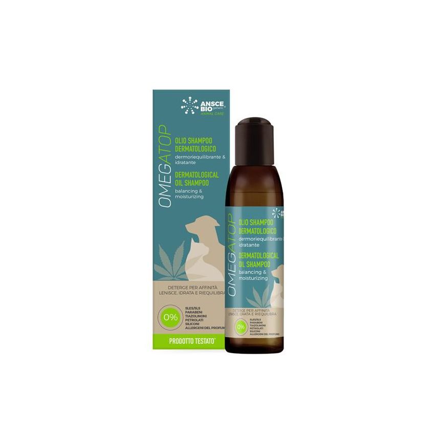 Omegatop Dermatological Oil Shampoo per Cani e Gatti - 200ml