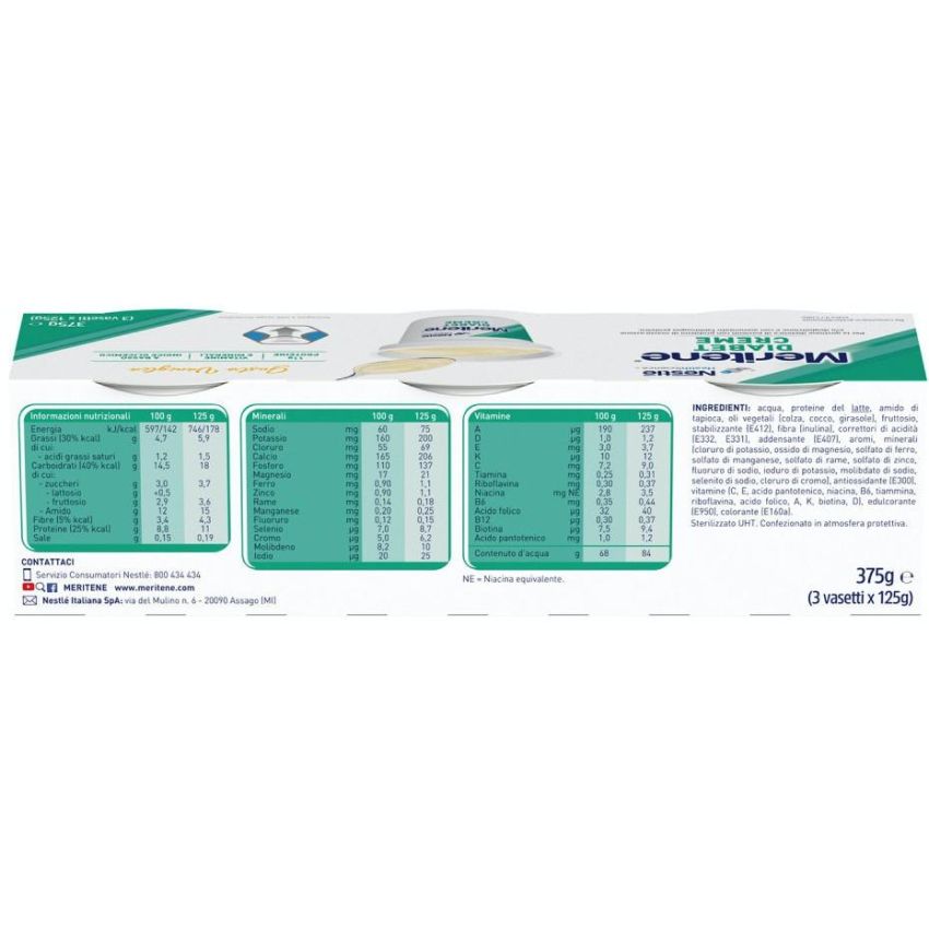 Meritene Vaniglia Dessert per Diabetici - Confezione da 3x125g