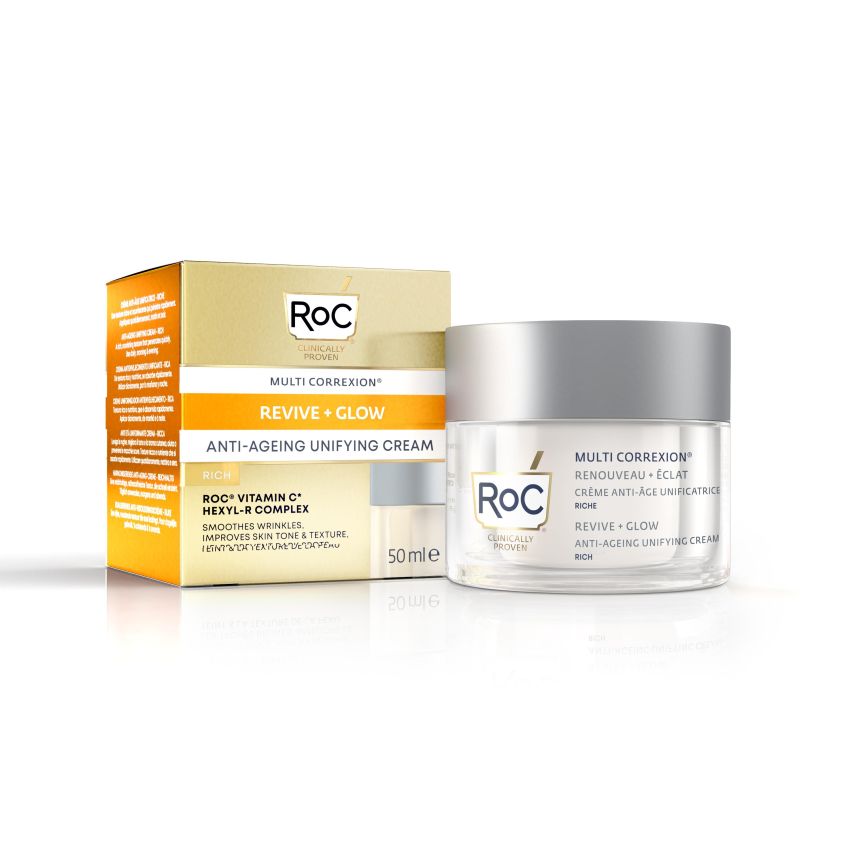 Crema Viso Uniformante Roc Multi Correxion Revive+Glow 50ml per Rivitalizzare la Pelle