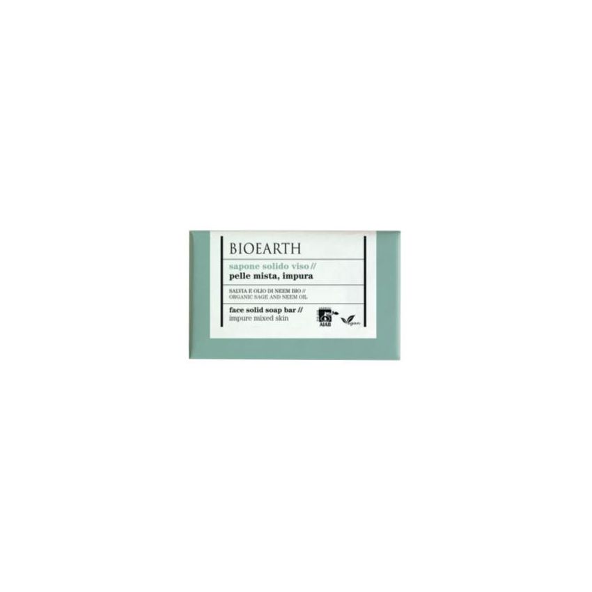 Bioearth Sapone Solido Biologico con Salvia e Olio di Neem, 150g