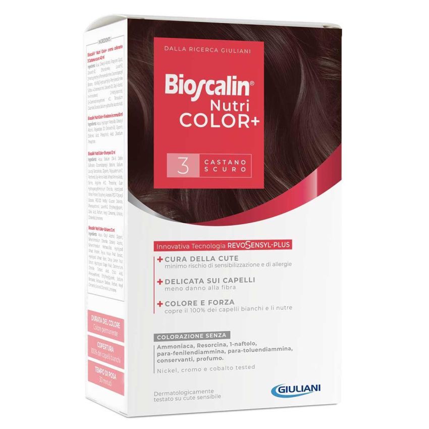 Bioscalin Nutricolor Plus - Colorazione Permanente per Capelli Castano Scuro - 3