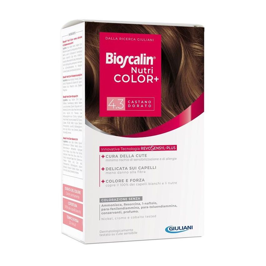 Bioscalin Nutricolor Plus - Tinta Permanente per Capelli 4,3 Castano Dorato