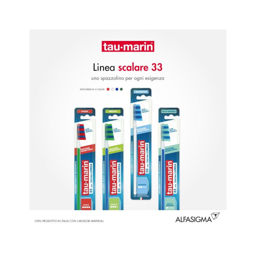 Taumarin Spazzolino Morbido Scalare 33 con Protezione Antibatterica