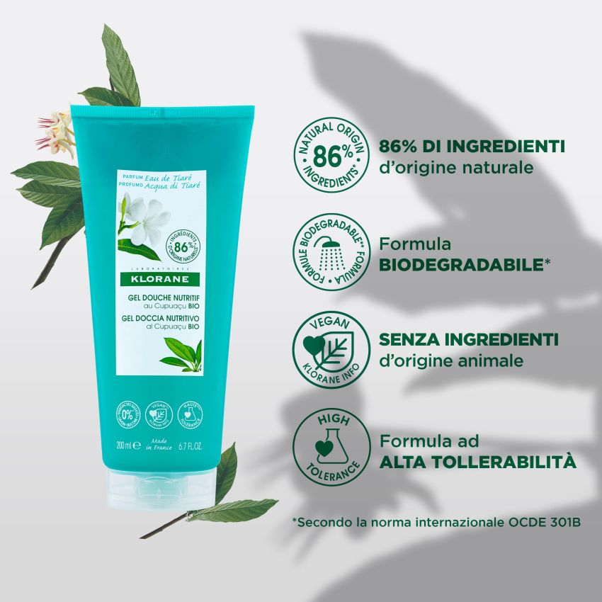 Klorane Eau De Tiare Gel Doccia Idratante 200ml